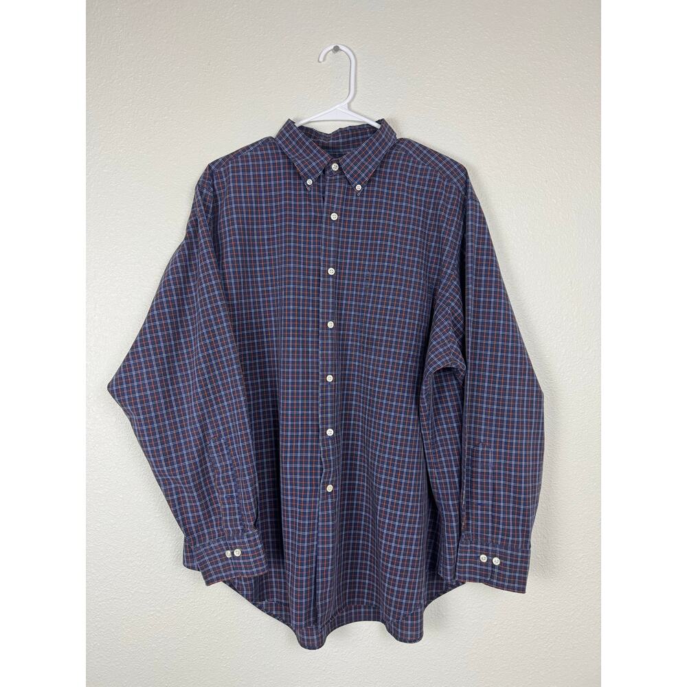 Lauren Ralph Lauren Plaid Shirt XL 17.5 34/35 Blue Red Button Down‎ Cotton